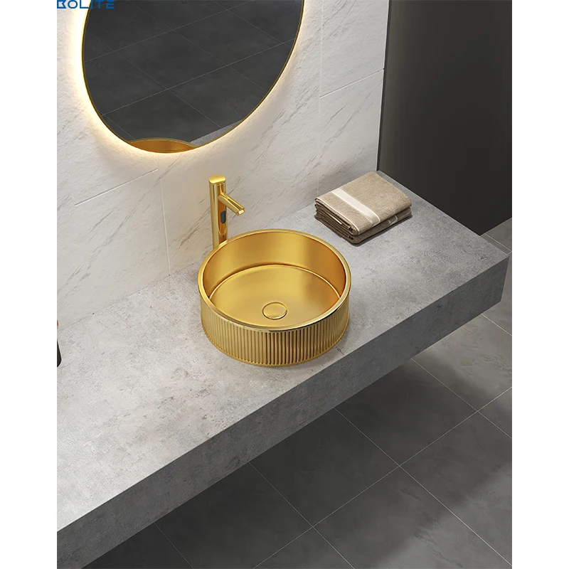 Round Sink With Stainless Steel Material Bathroom Sink With Drainer Smart Single Bowl Sink For Bathroom