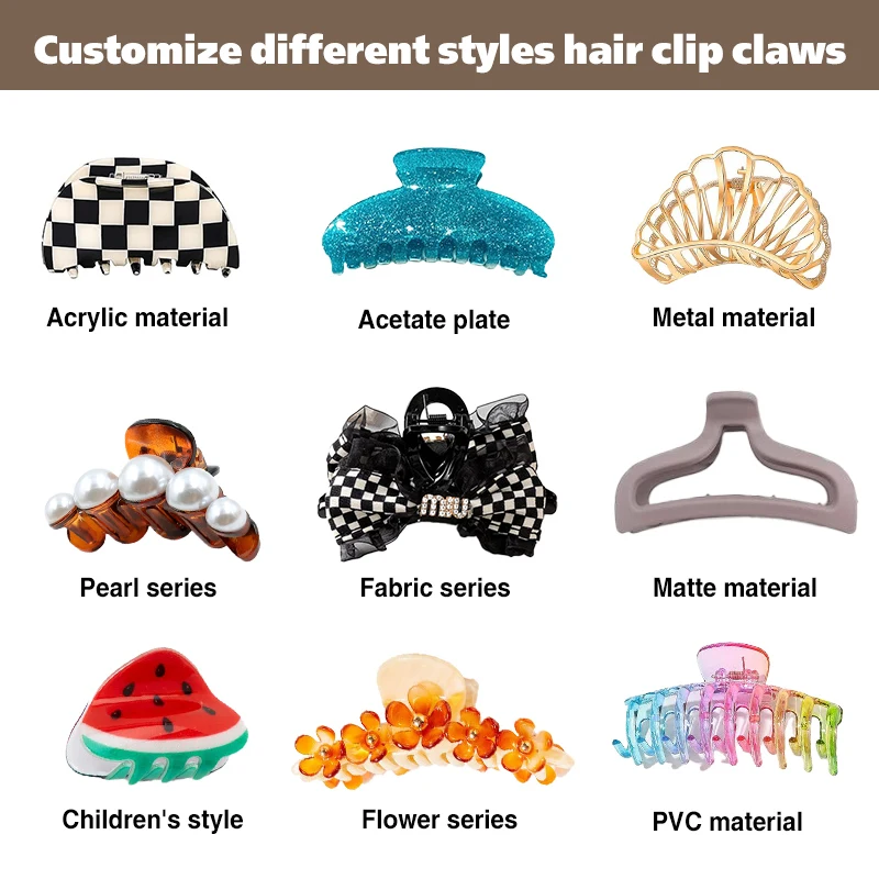 geometric metallic black large claw clips for metal hair with bright