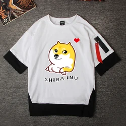 Boy girl T-shirt factory wholesale summer round neck top unisex couple cute cartoon animal Shiba Inu short sleeve shirt