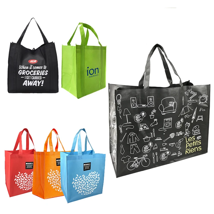 Eco friendly Cheap  promotional grocery bag tote bags with custom printed logo Non Woven Bag