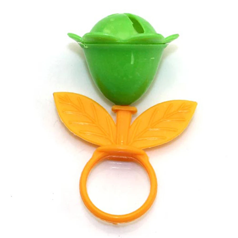 Promotional Cheapest Funny Plastic Finger Toy Rattle Flower Rings For Girl Play game