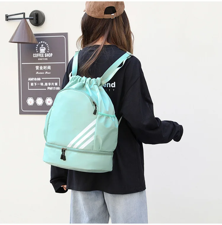 Customize Logo Backpack Bag Nylon Drawstring Backpacks Casuals heavy mesh drawstring sports gym equipment storage bag