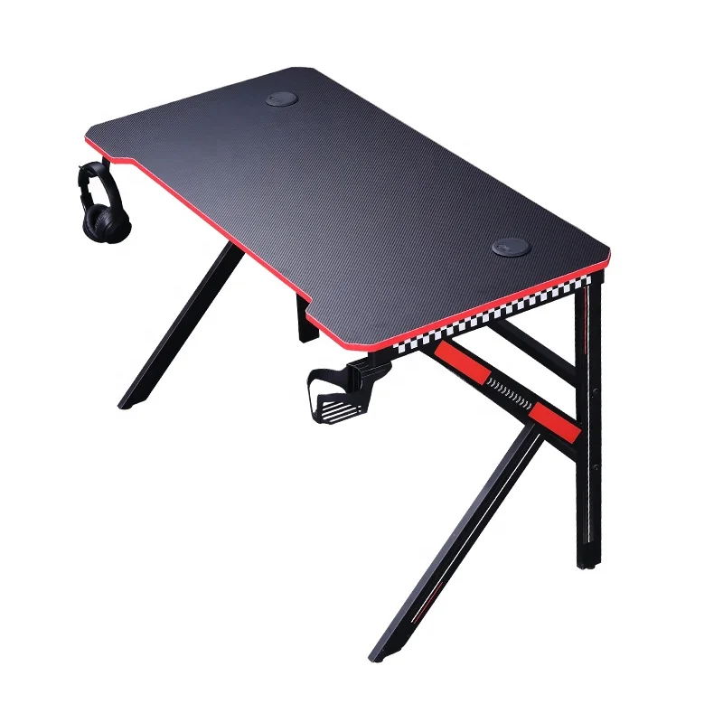 Professional K or Z-Steel Frame Remote Control LED Gaming Desk With Headphone Holder
