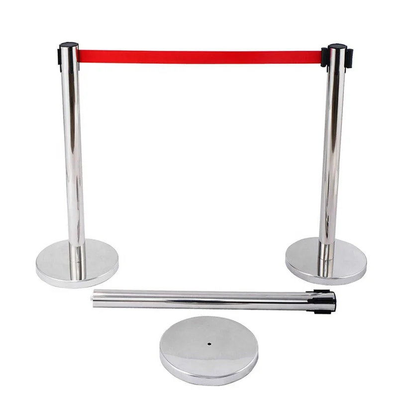 Retractable Steel Belt Barrier Post 2M 3M 5M Queue Control Poles with Line Control Rope for Crowd Control and Stanchion