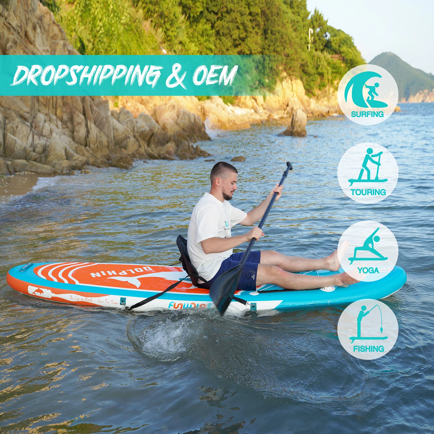 Dropshipping Factory Supply inflatable stand up paddle board surfboard sub board inflatable sup paddleboard Funwater