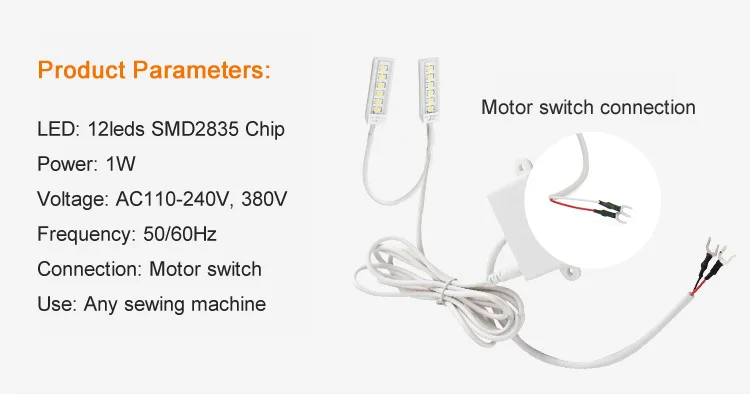 12 led industrial light led  bulb for protection sewing machine eu