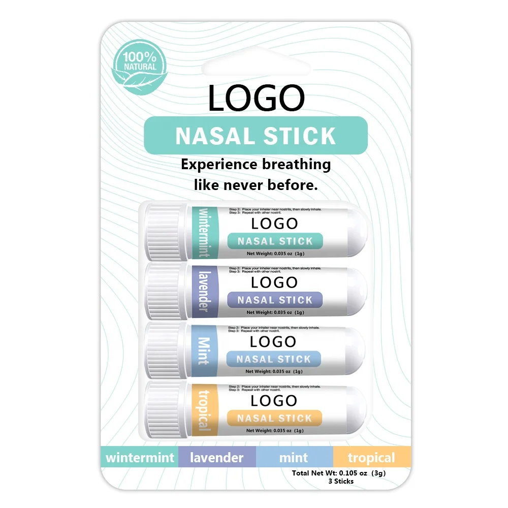 OEM Nasal Stick (4 Pack)  Aromatherapy Inhaler Made with Essential Oils + Menthol (Mint, Wintermint, Tropical, Lavender)