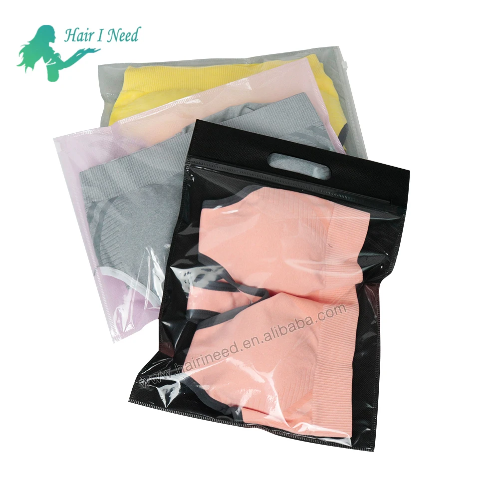 Non Woven Custom Zip Lock Bag With Handle Clothes Plastic Clear Clothing Packaging Zip Lock Bags With Logo
