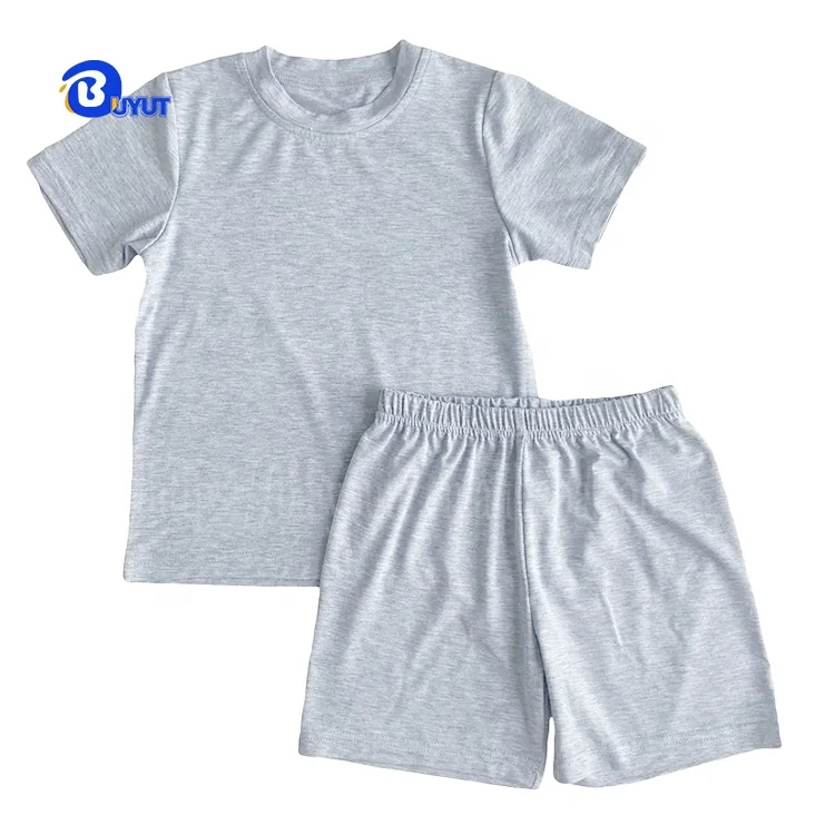 US unisex kids Blank Sublimation tee and short in a set DTF silk screen printing LOGO children tshirts and pants clothing sets