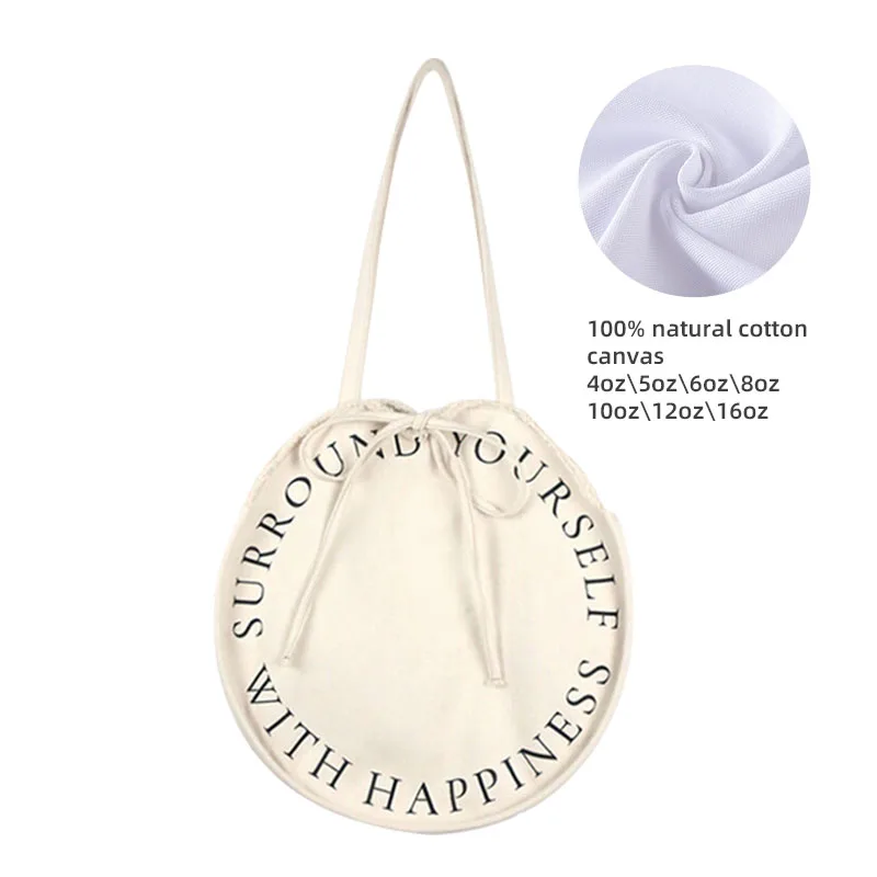 Round Canvas Bag Shoulder Bag Simple canvas bag
