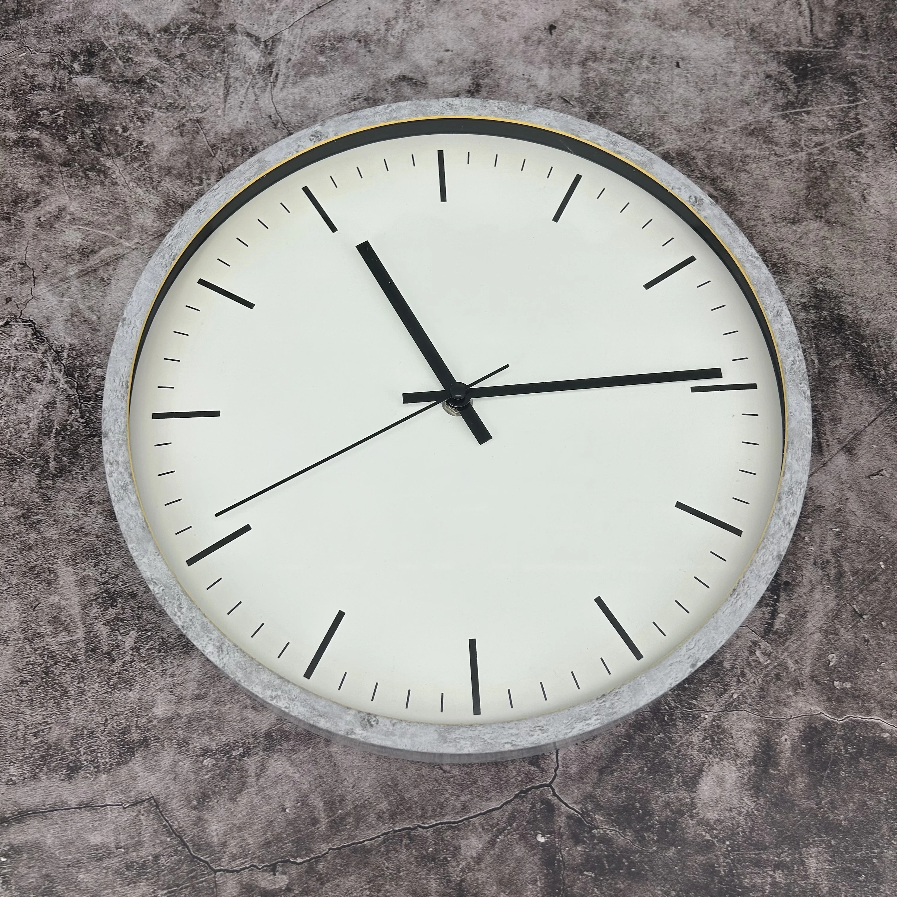 2023 modern fashion custom design analog quartz  Imitative wooden cheap plastic wall clock home decor