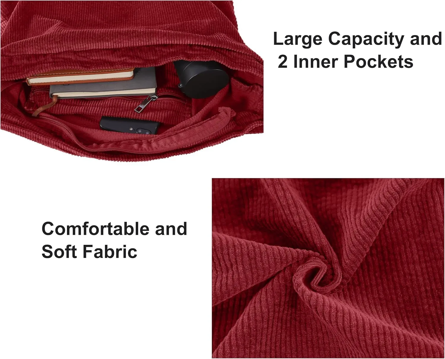 Fashion Style Custom Hot Sale Corduroy Canvas Bag Commuting Tote Bag Large Capacity Reusable Bag