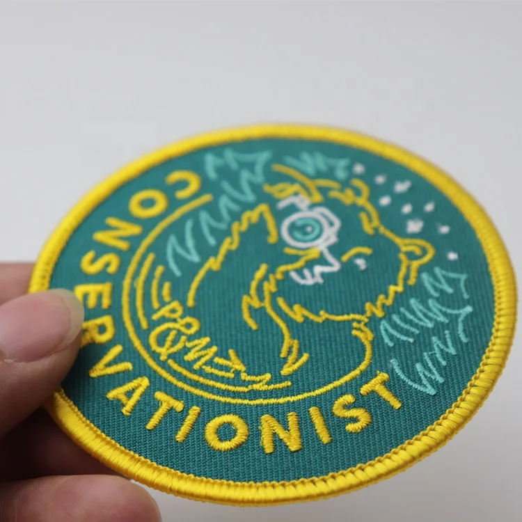 
High density custom iron on embroidered logo patches for clothing 