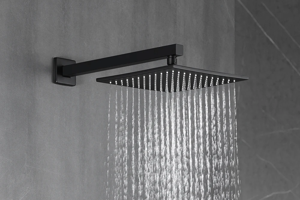 Modern 10 Inch Ceiling Rain Shower System Flush-Mounted shower concealed mixer shower system faucet sets With body jets black