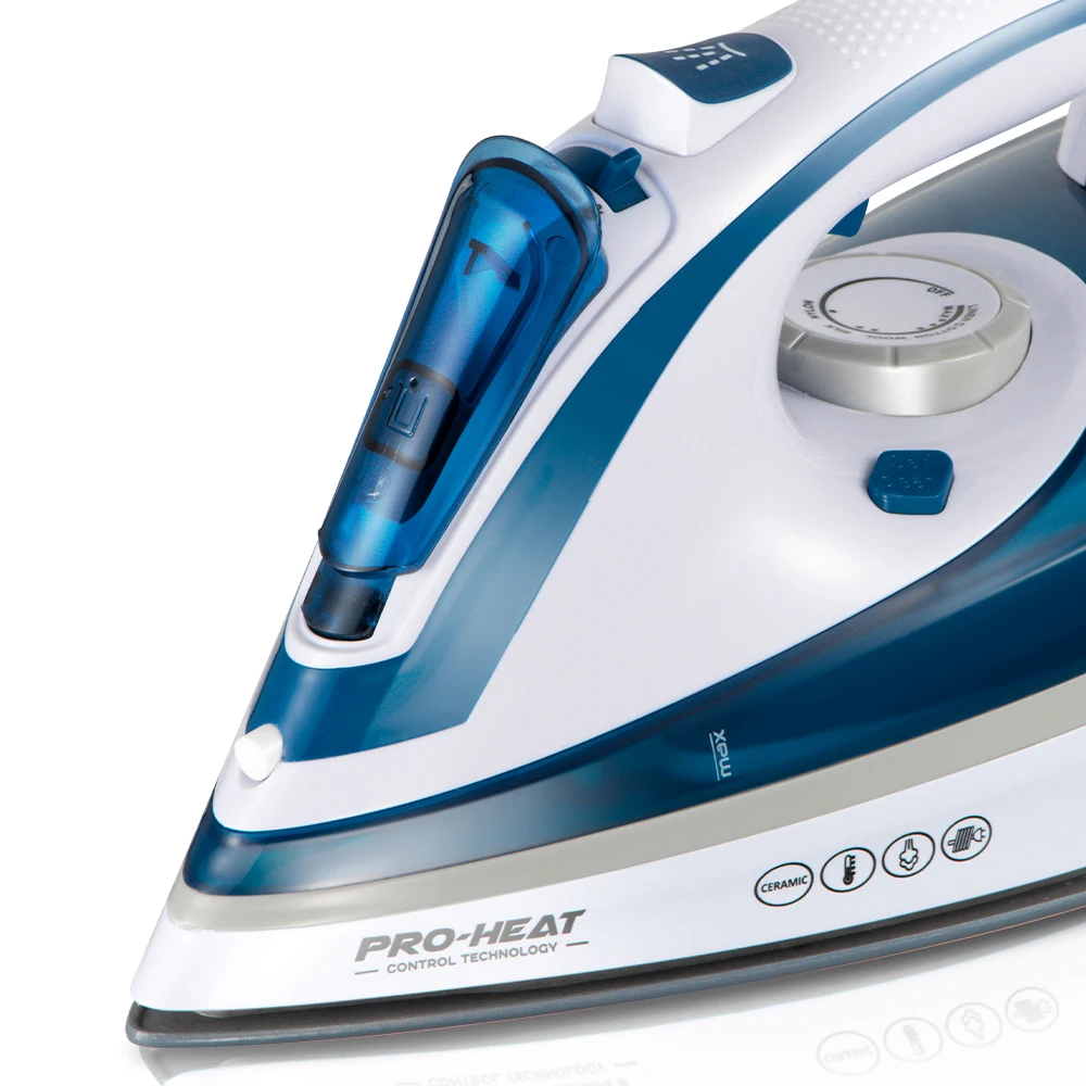 electric steam iron 2600w vertical steaming ceramic soleplate thermostat  controlled  continuous steam