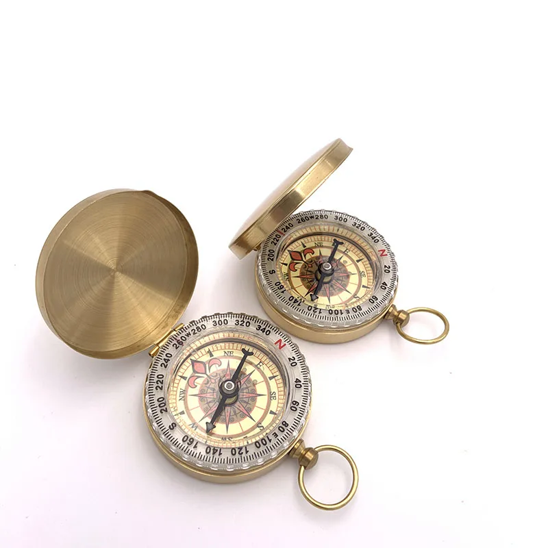  Outdoor hiking pendant pocket watch pure copper compassCamping mountaineering waterproof luminous