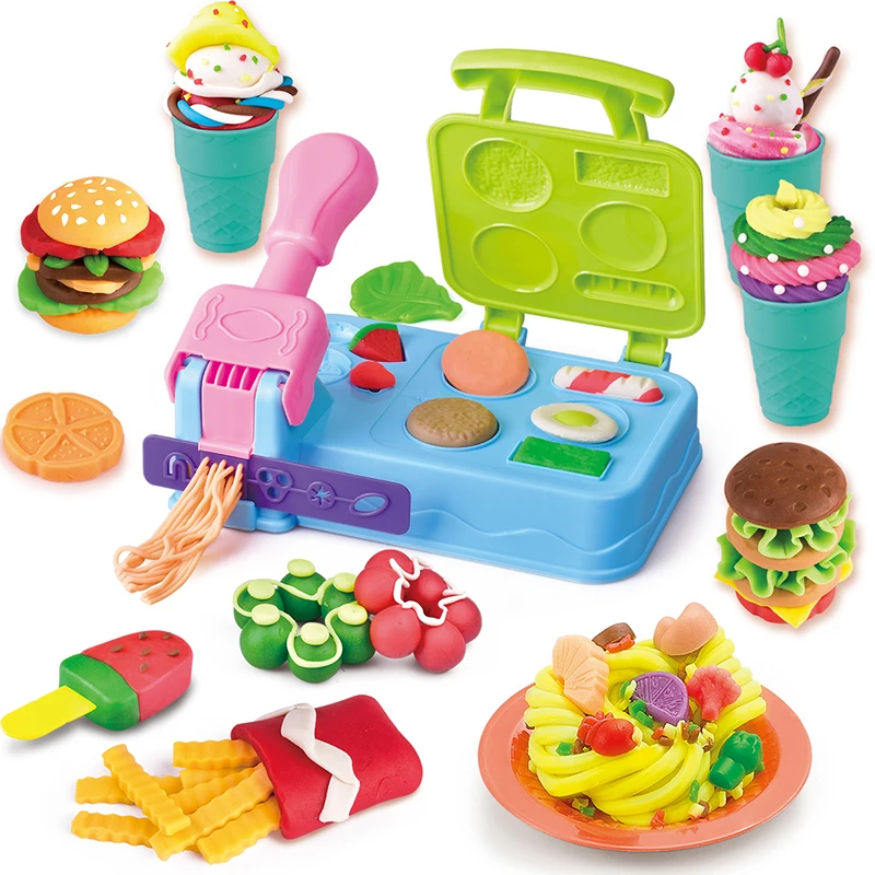 
Color Light Clay Playing Toy Hamburger Store Kit Lightest Soft Modeling Dough 