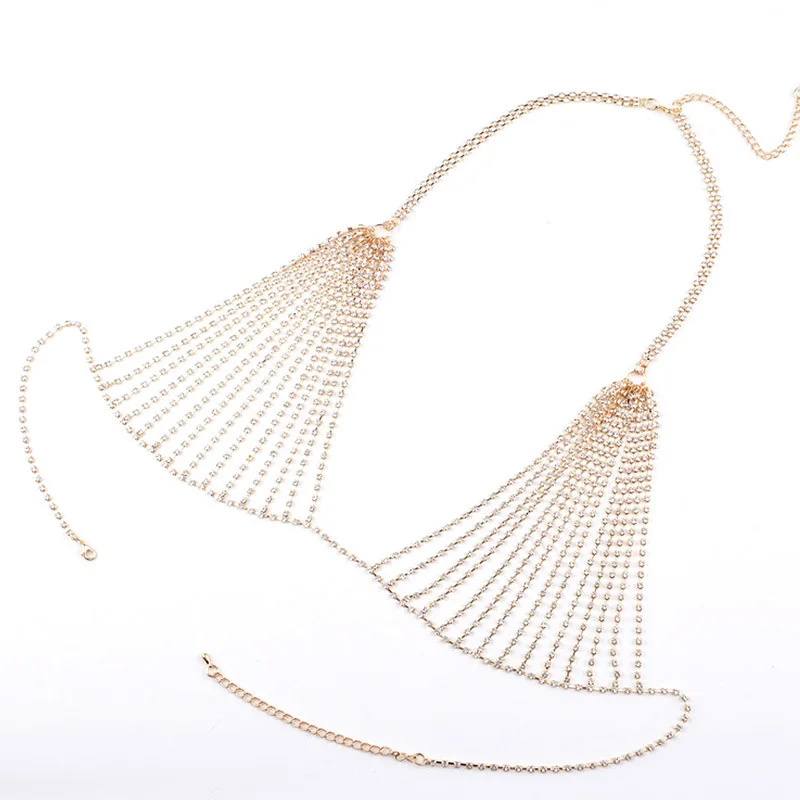  Luxury Crystal Rhinestone Bra Chain Body Jewelry Sexy for Women Bikini Lingerie Beach Dance