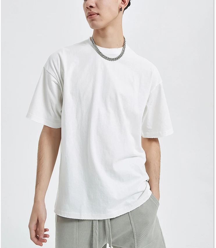 luxury brand street wear heavyweight t shirt distressed oversized blank 100 cotton unisex tshirts
