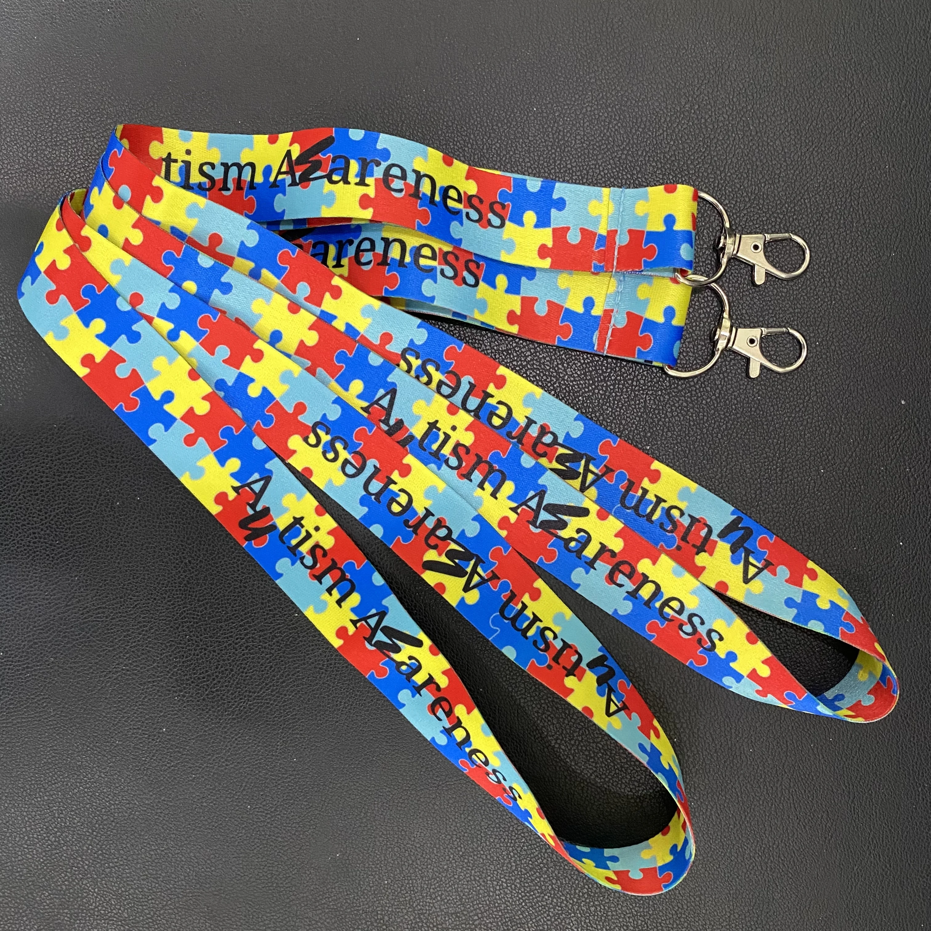 NEW arrived  Autism Awareness nylon lanyard badge reel custom logo water bottle lanyard for children