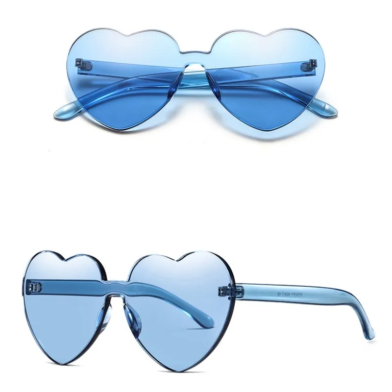Hot Sale Heart Sunglasses  Rimless One Pieces Colorful Sun Glasses