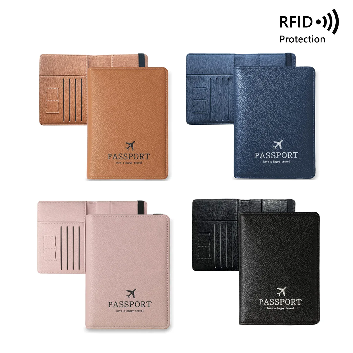 Passport Wallet Travel Accessories Faux RFID Blocking PU Leather Upgrade Version Passport Covers Passport Holder With Logo Cheap