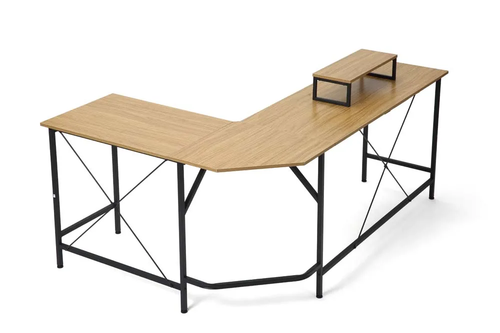 2021 New Modern simple L Shaped Desk Gaming table Home Office tables Wooden metal Workstation Computer Desks with Host rack