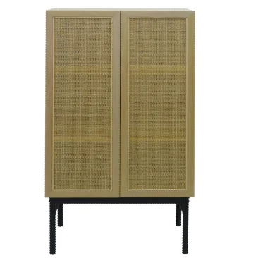 
wood storage cabinet with rattan weave 
