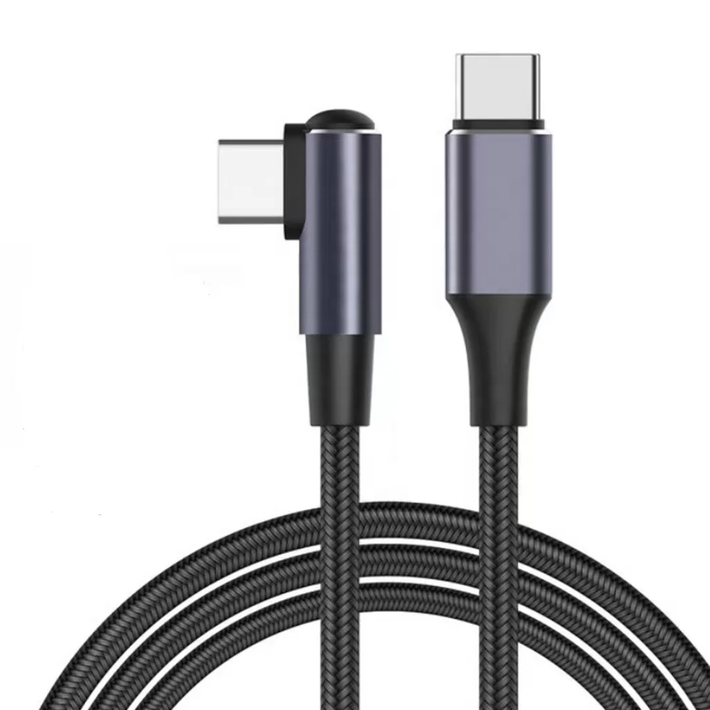 Free sample  Nylon Braid 1M 2M  PD100w quick charging Cable L Shape Usb C to Usb C Cable for Smart Phone Game Charge