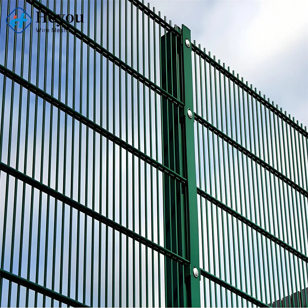 High Security 868 Welded Metal Galvanized Powder Coated Green Garden Twin Wire Double Rod Wire Mesh Euro Outdoor Panel Fence