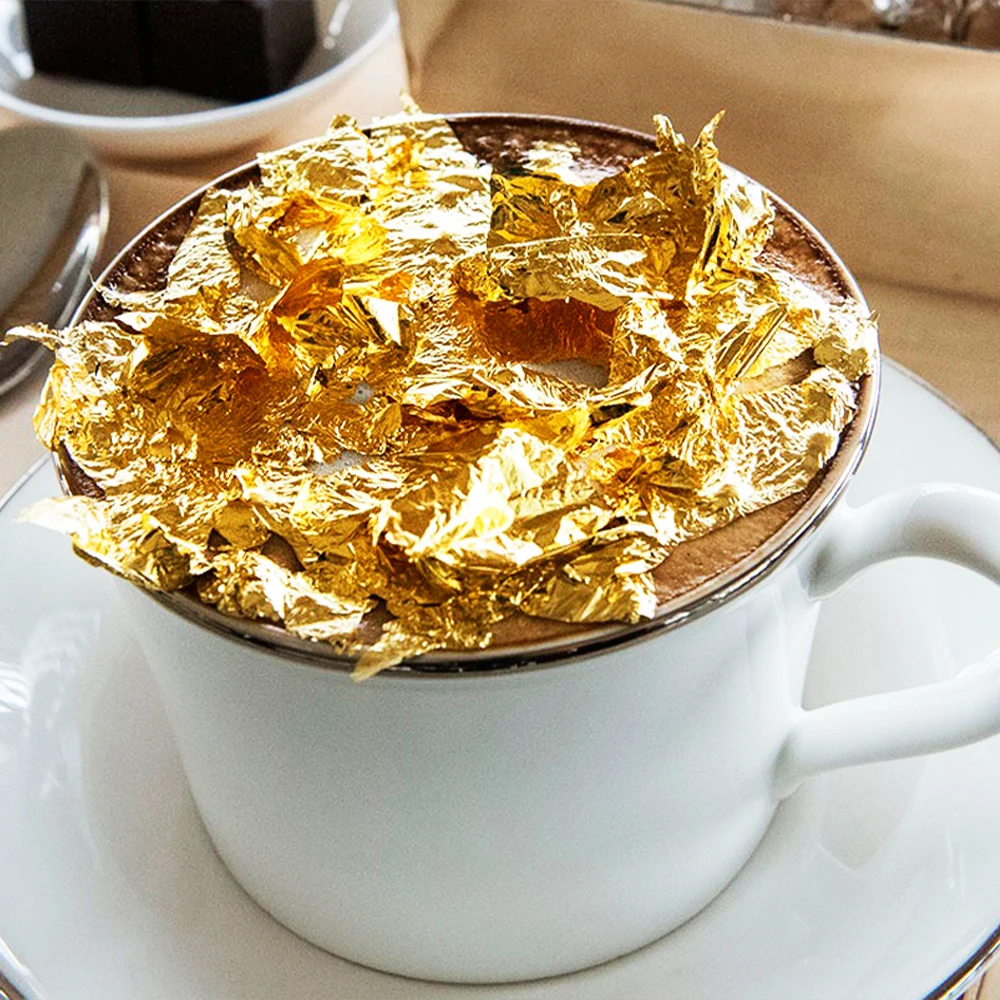 9.33*9.33 cm 25 Sheets/Transfer Pack High Quality gold leaf foil 24 k Edible gold flakes for cosmetics skin care real gold leaf