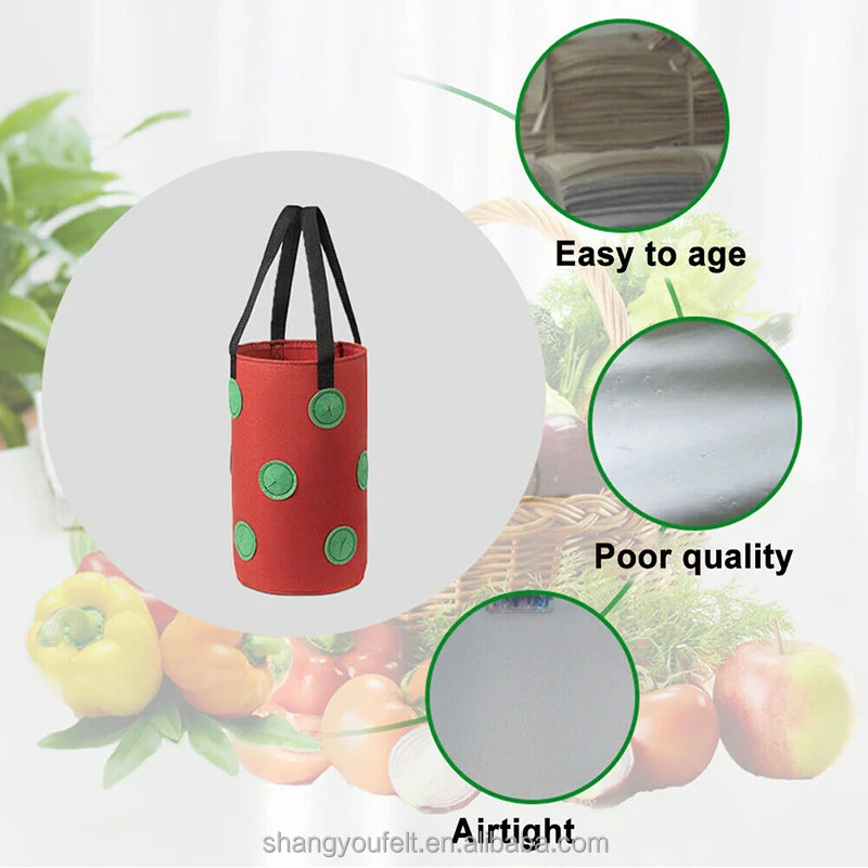 
Strawberry Planter Bags For Growing Potatoes Outdoor Vertical Garden Hanging Open Vegetable Planting Grow Bag 