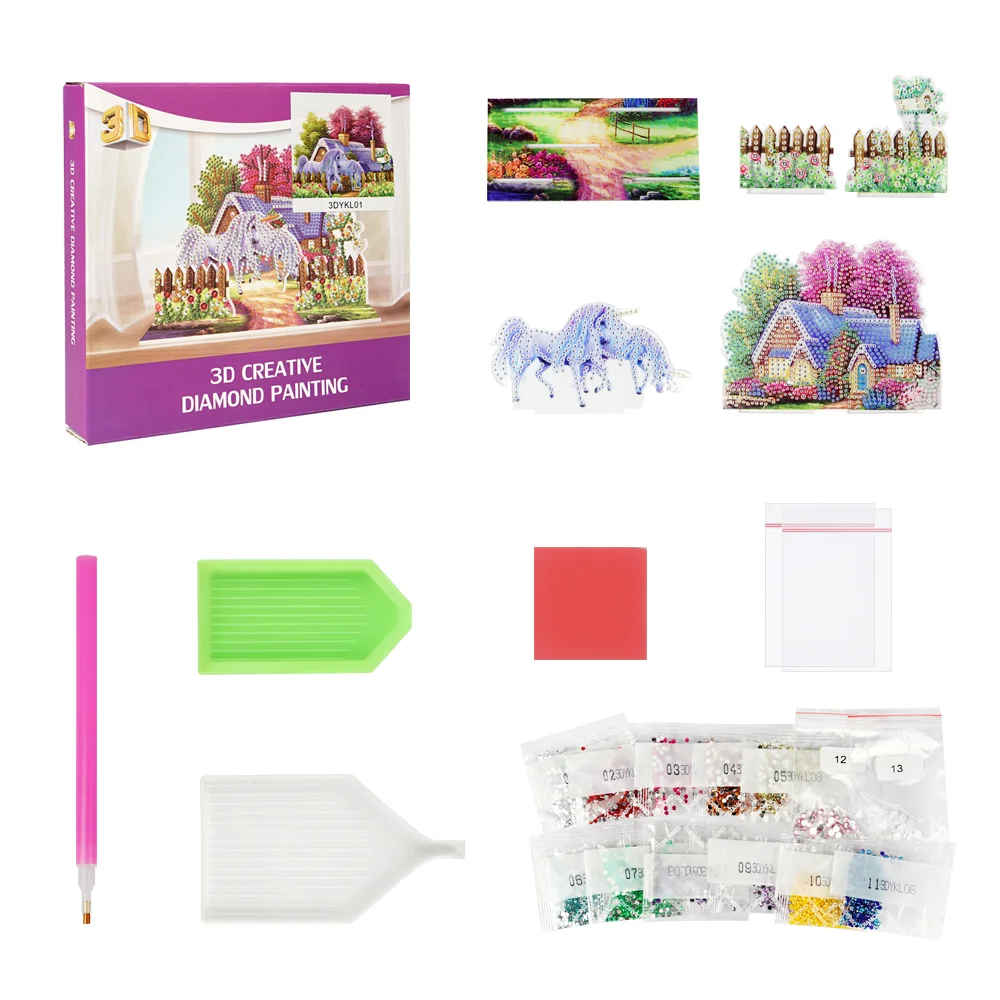 M- DIY Rhinestones Embroidery Cross Stitch Home Decor Art 3D Acrylic Diamond Painting Kits