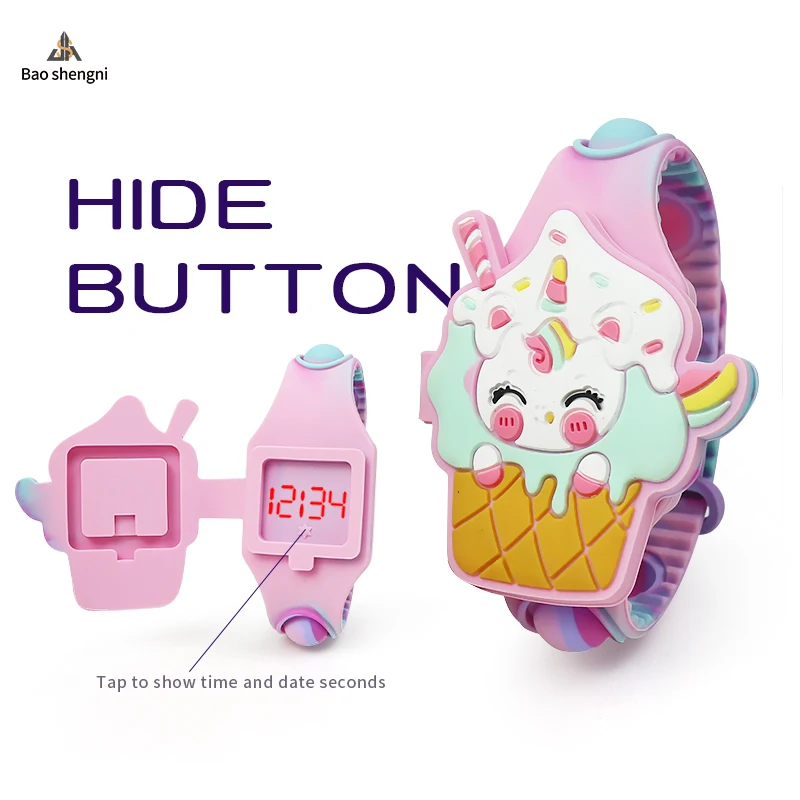 Kids Cartoon Watch LED Touch Cute Unicorn Silicone Digital Wrist Watch For Kid Pop Fidget Bracelet Toys Watch For Girls Boys