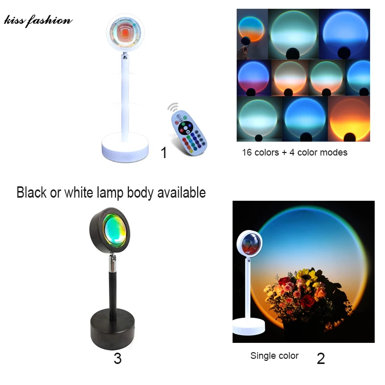 Dawn Sunset Projection RGB Lamp 16 Colors Changing Rainbow Sunset Projector Led Sun set Lamp