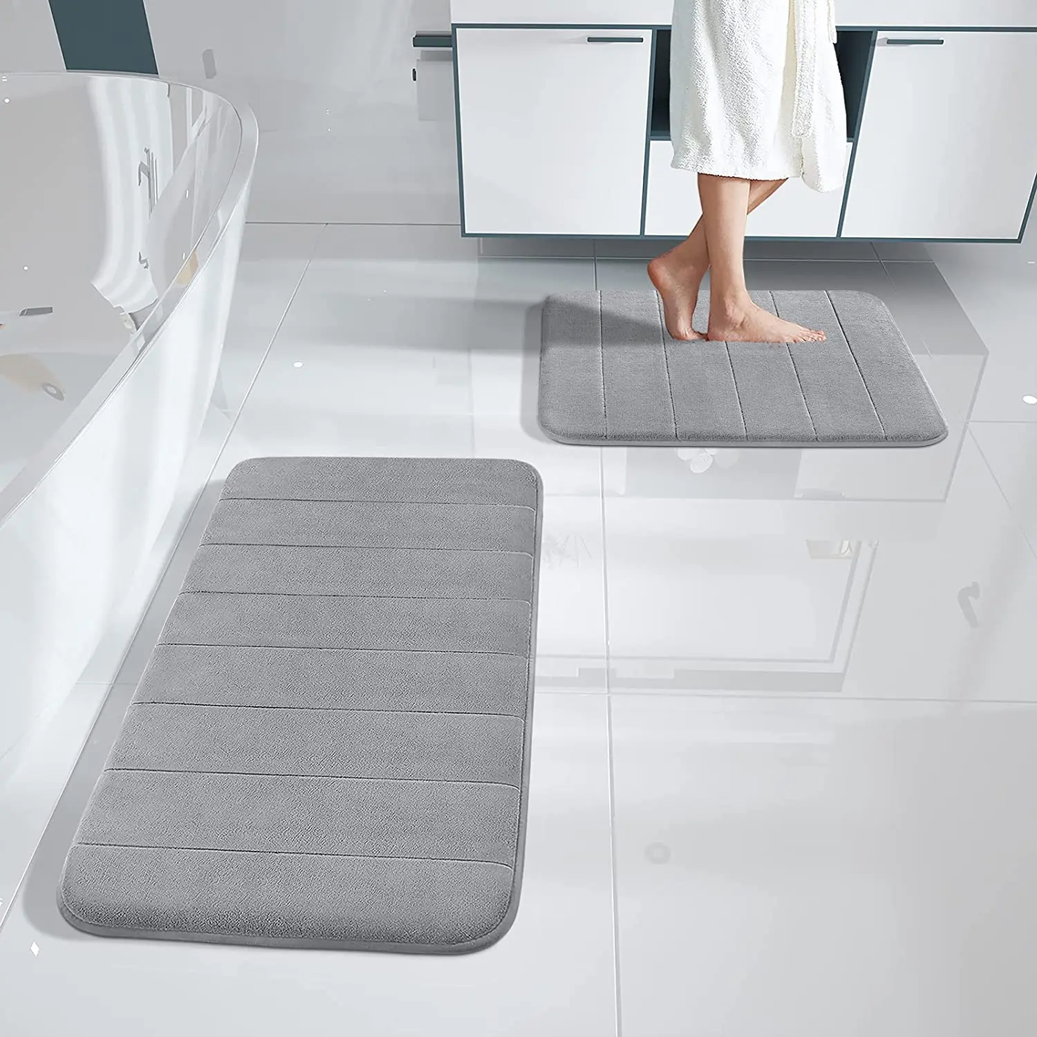 Hot sale Soft Memory Foam Shower Bathroom Floor Mat Rugs Quick Dry Absorbent Non Slip custom Sutera Stone Bath Mat