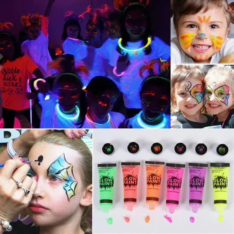 7 Colors Luminiscent Face Body Art Paint UV Glow In Dark  Halloween Party Fancy Dress Beauty Makeup Dark Paint