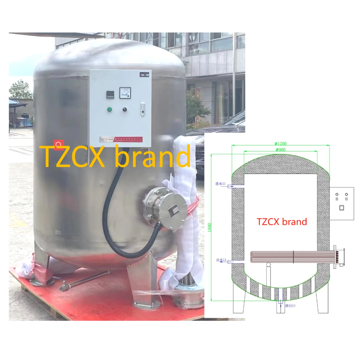 500L 700L 1000L 2000L 3000L stainless steel electric heating water tank boiler for heating system