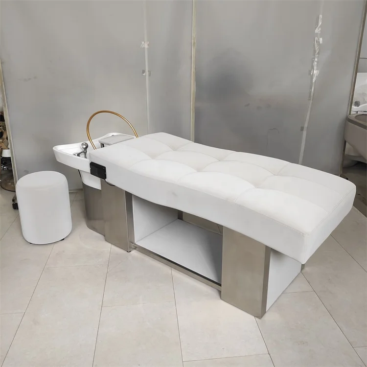 Siman portable shampoo bowl no plumbing hair washing sink salon classic white lay flat shampoo bed set with water circulation