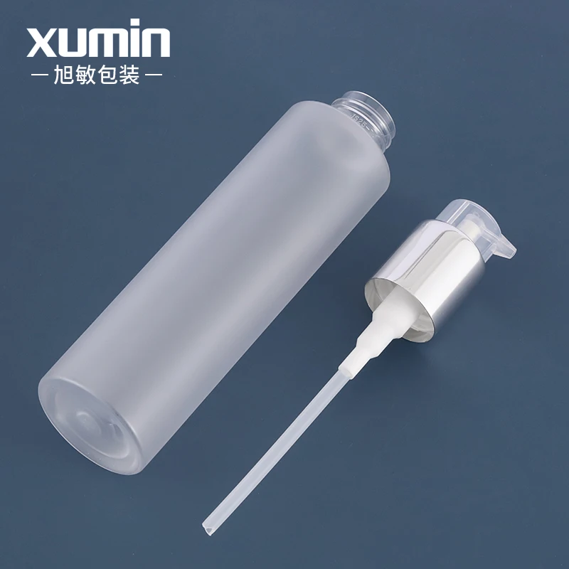 Wholesale bottle cosmetic silver circle 150ML plastic pet cosmetic for pump lotion bottle