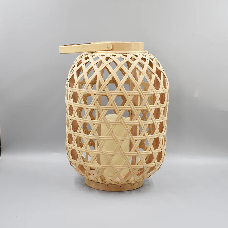 Eco Friendly Camping Lantern Bamboo Weaving Lanterns Rattan Candle Lantern