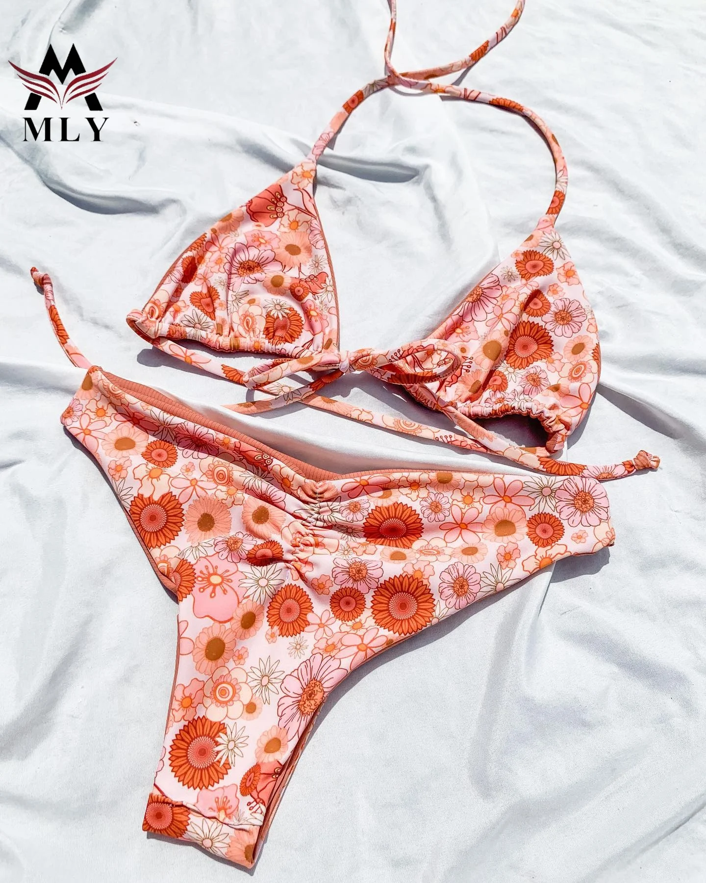 MLY Custom floral printing surfing swimwear bikini fitness women swimwear girls bikini sexy