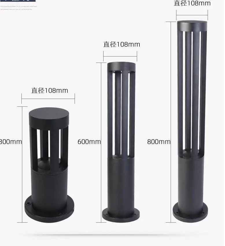 Garden Lamp Modern Hotel Home Decoration Outdoor Bollard Led Lawn Light Waterproof Ip65 7 10w Black 80 COB Luci Esterno Led 180