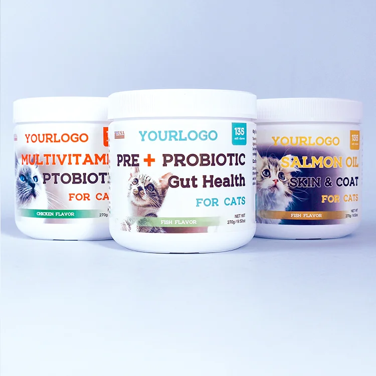 Private Label Pet Supplement Cat Coat & Skin Natural Omega-3 Fatty Acids Soft Chews Alaska Wild Salmon Oil for