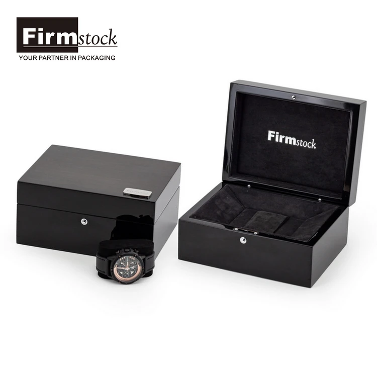 Luxury Wood Horizontal Laqcuer Gift Black Custom Wrist Piano Lacquer Designer Glossy Wooden Watch Box