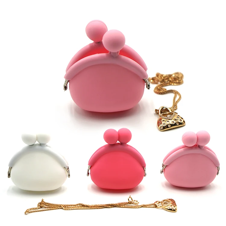 
Wholesale cheap OEM small unique Cute women girl Silk screen custom logo soft silicone rubber clear hasp change pouch coin purse 