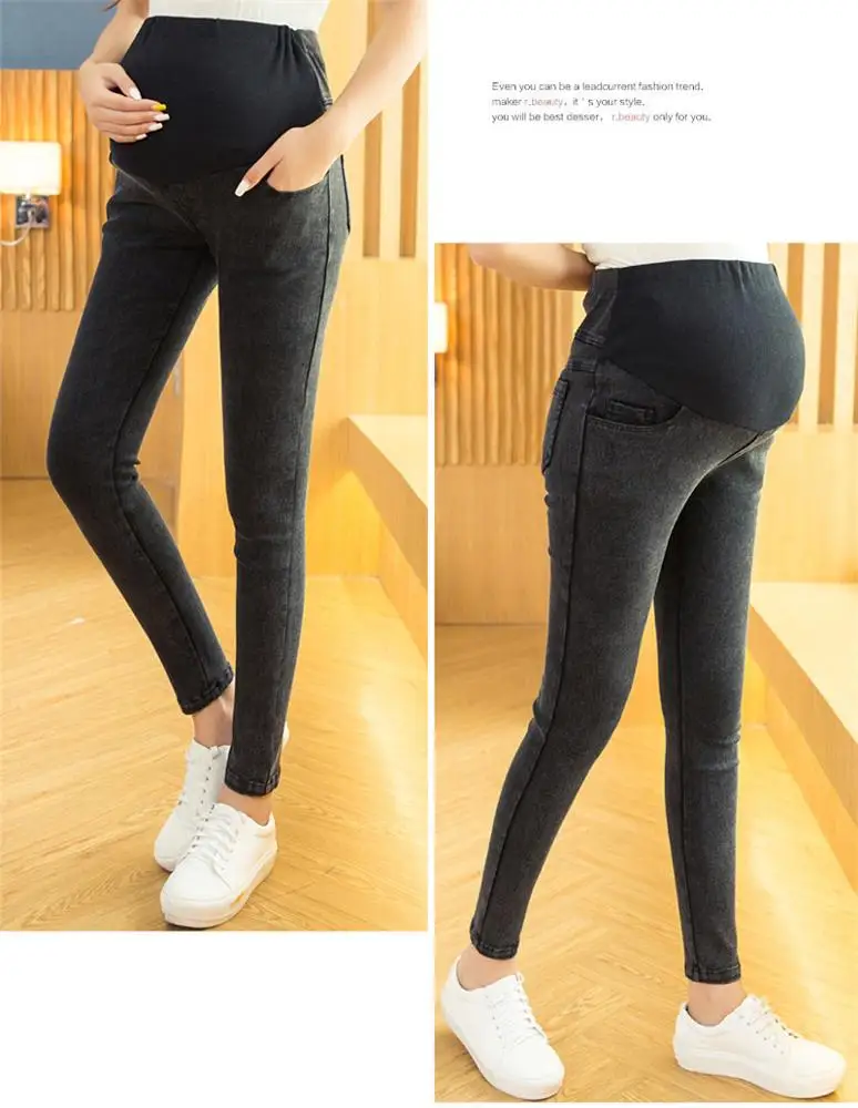 
Factory direct sale Korean slimming pregnant women stomach lift pants cotton large size pregnant women pencil maternity jeans 