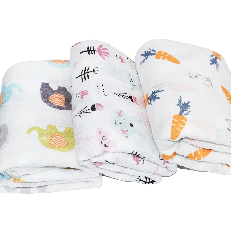 Wholesale 2 layers soft Cotton/bamboo Baby Muslin Swaddle Blankets baby receiving blanket