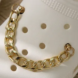 Hot sale luxury shoe chain rhinestone alloy  pearl gold sliver metal croc charms chains for crocs sandals