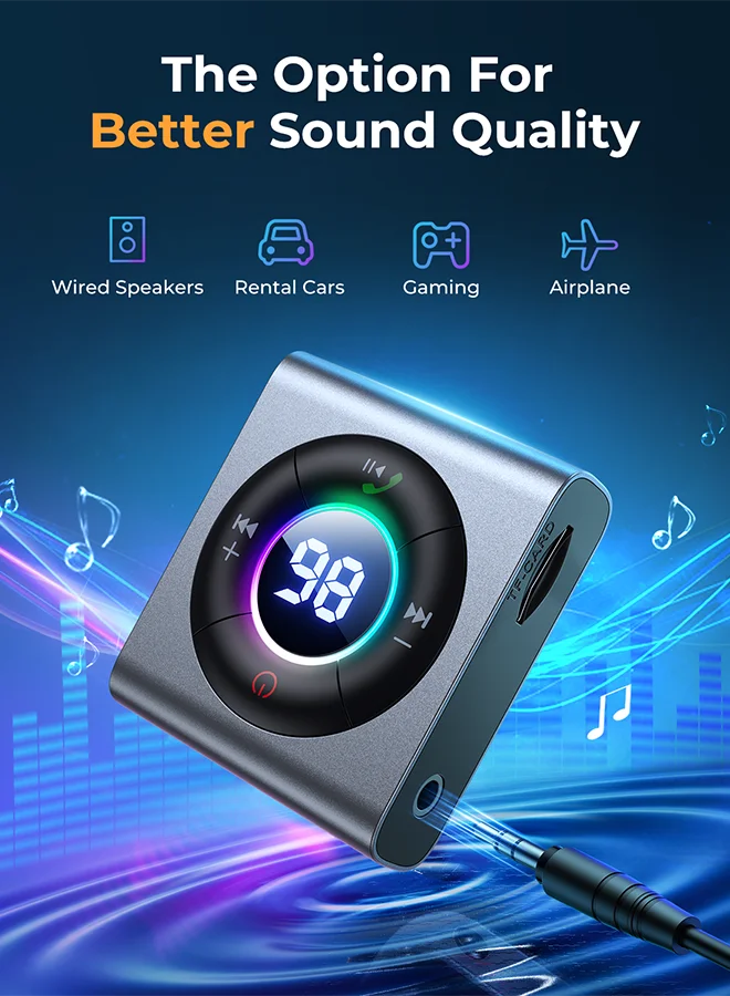 Joyroom 2 In 1 Wireless Blue Tooth V5.3 Music Receivers Smart LED Digital Display Tv Cars Pc Audio Transmitter
